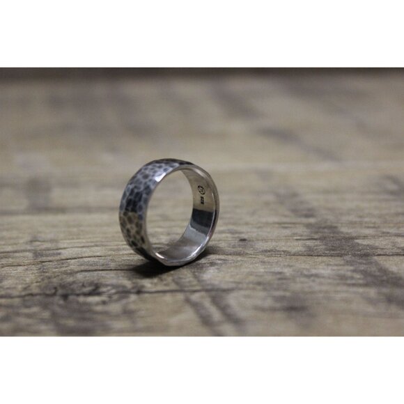 David Tishbi sterling silver handmade hammered band ring‎ 7.5 - 8 - Picture 7 of 11